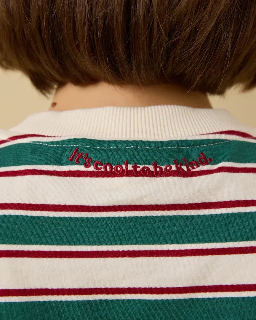 popeia - T-Shirt Gestreift aus Bio - Baumwolle • Dunkelgrün/Bordeaux - T-Shirt - ROSA ECK