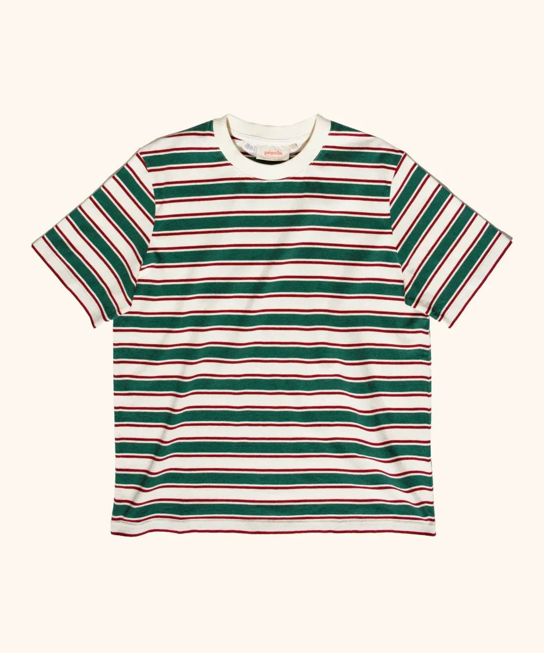 popeia - T-Shirt Gestreift aus Bio - Baumwolle • Dunkelgrün/Bordeaux - T-Shirt - ROSA ECK