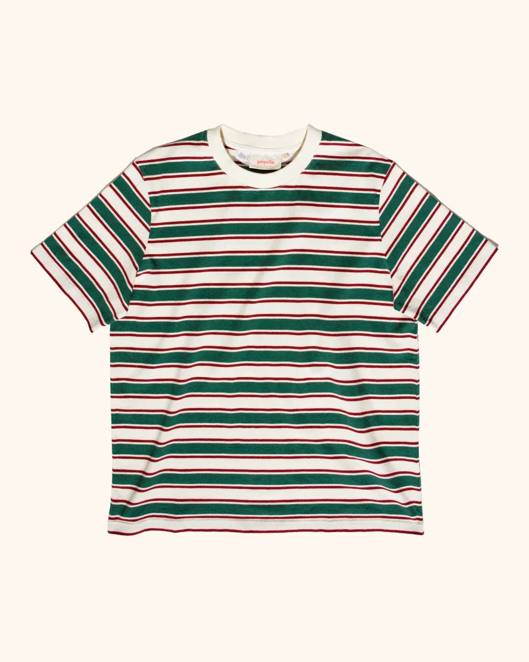 popeia - T-Shirt Gestreift aus Bio - Baumwolle • Dunkelgrün/Bordeaux - T-Shirt - ROSA ECK