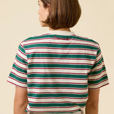 popeia - T-Shirt Gestreift aus Bio - Baumwolle • Dunkelgrün/Bordeaux - T-Shirt - ROSA ECK