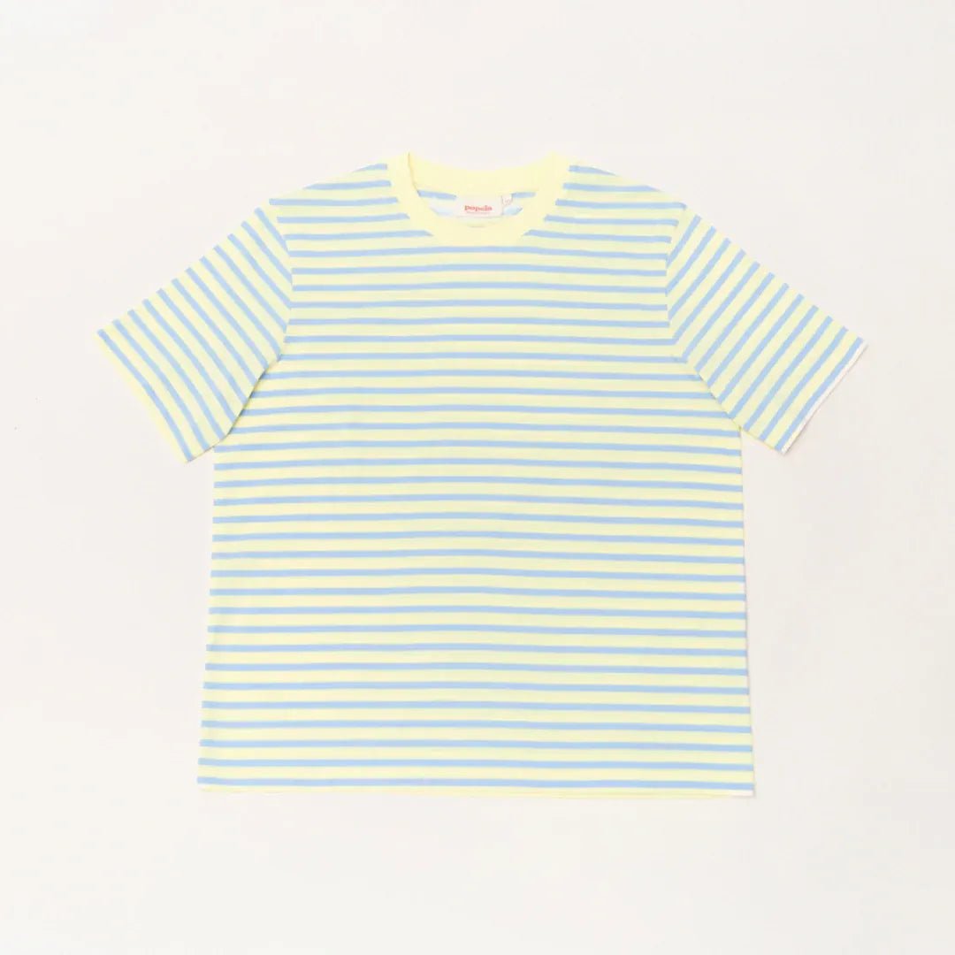 popeia - T-Shirt Gestreift aus Bio - Baumwolle • Gelb/Hellblau - ROSA ECK