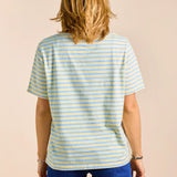 popeia - T-Shirt Gestreift aus Bio - Baumwolle • Gelb/Hellblau - ROSA ECK