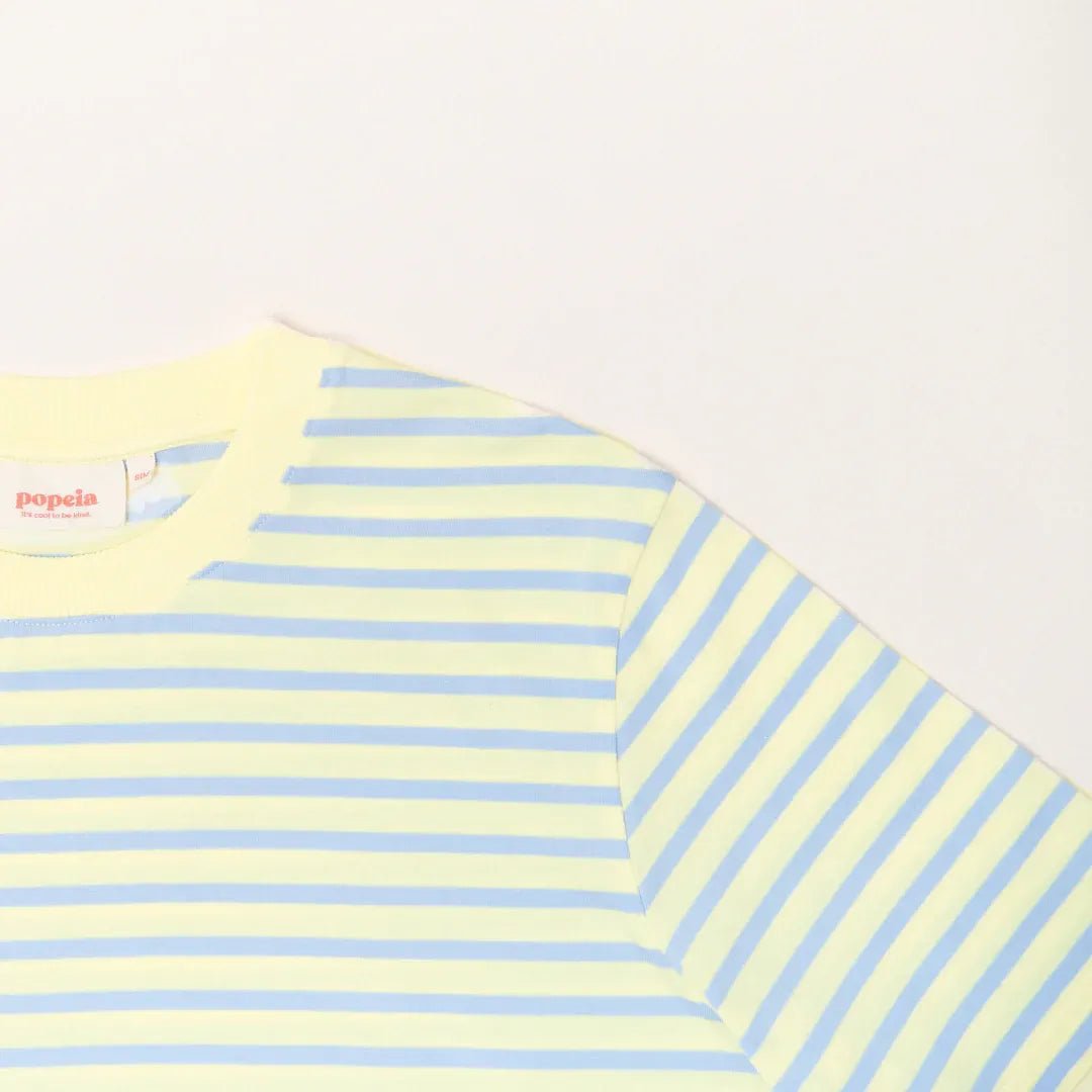 popeia - T-Shirt Gestreift aus Bio - Baumwolle • Gelb/Hellblau - ROSA ECK