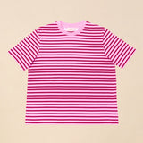 Gestreiftes T-Shirt aus Bio-Baumwolle in Pink und Dunkelrot