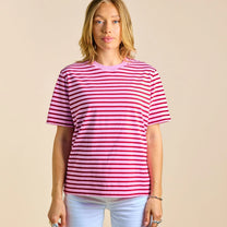 Gestreiftes T-Shirt in Pink und Dunkelrot – Ansicht 2