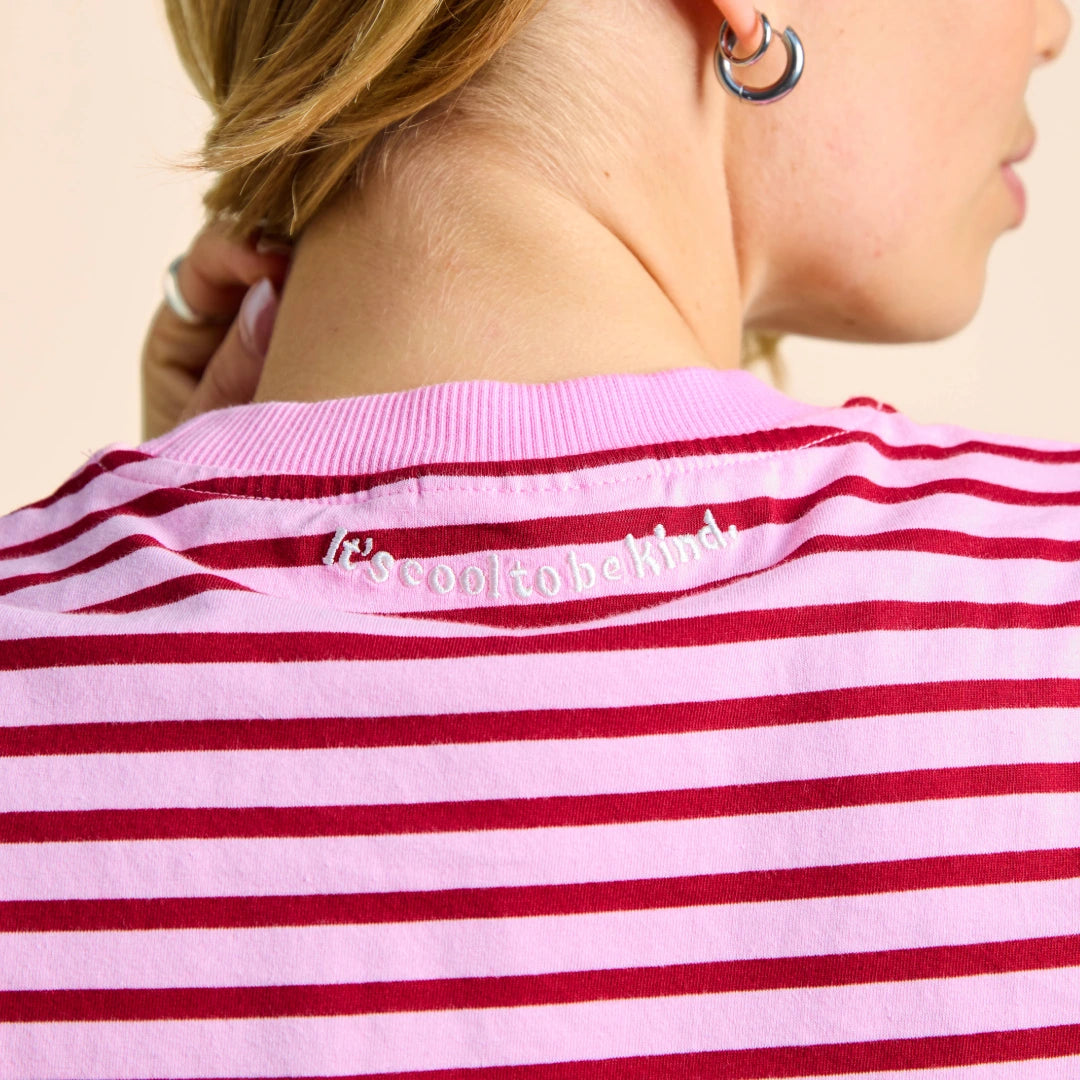 Gestreiftes T-Shirt in Pink und Dunkelrot – Ansicht 4