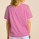 Gestreiftes T-Shirt in Pink und Dunkelrot – Ansicht 5