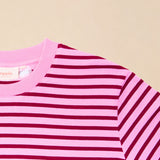 Gestreiftes T-Shirt in Pink und Dunkelrot – Ansicht 6