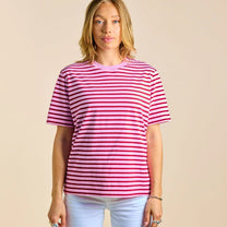 Gestreiftes T-Shirt in Pink und Dunkelrot – Ansicht 2