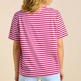 Gestreiftes T-Shirt in Pink und Dunkelrot – Ansicht 5