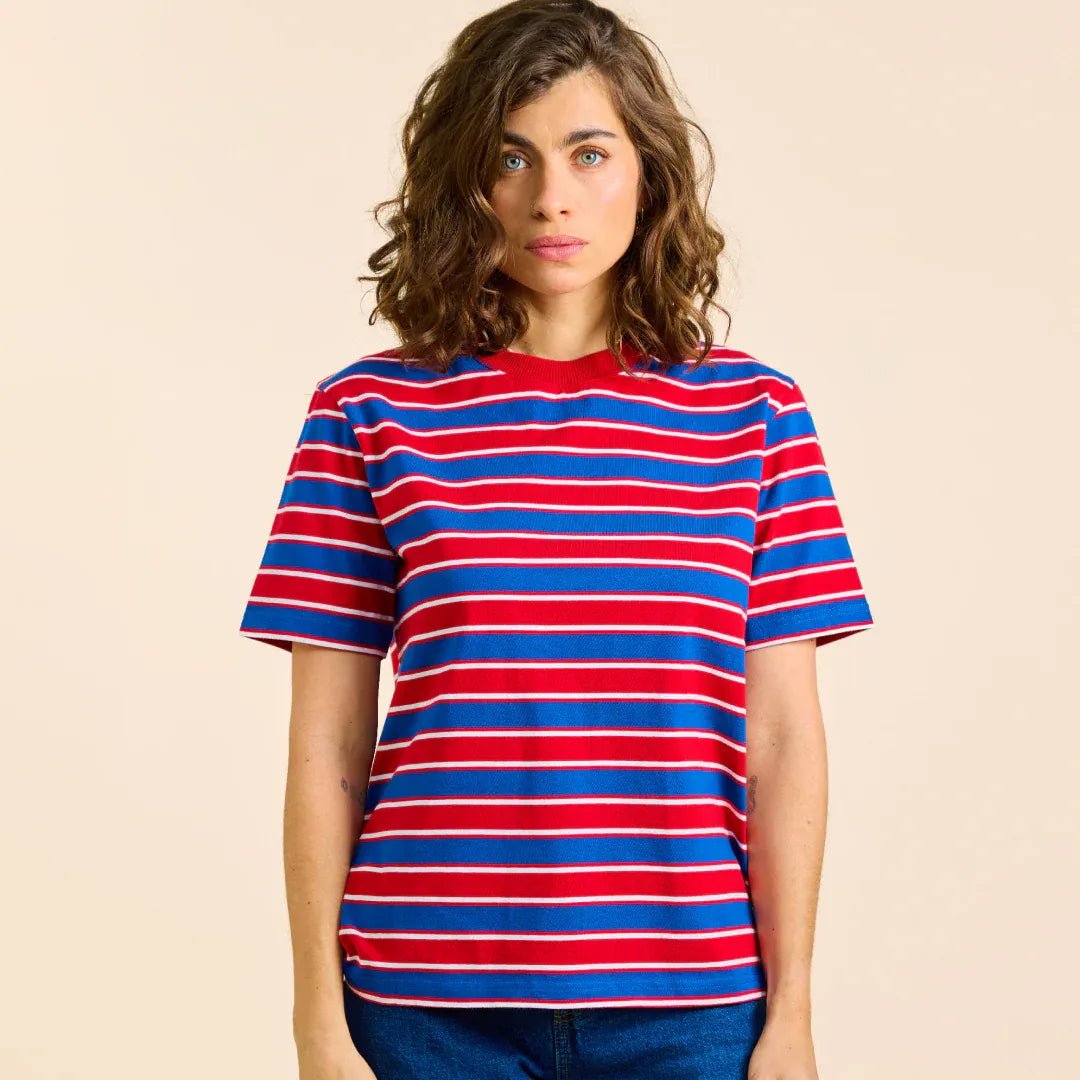 popeia - T-Shirt Gestreift aus Bio - Baumwolle • Rot/Blau - ROSA ECK