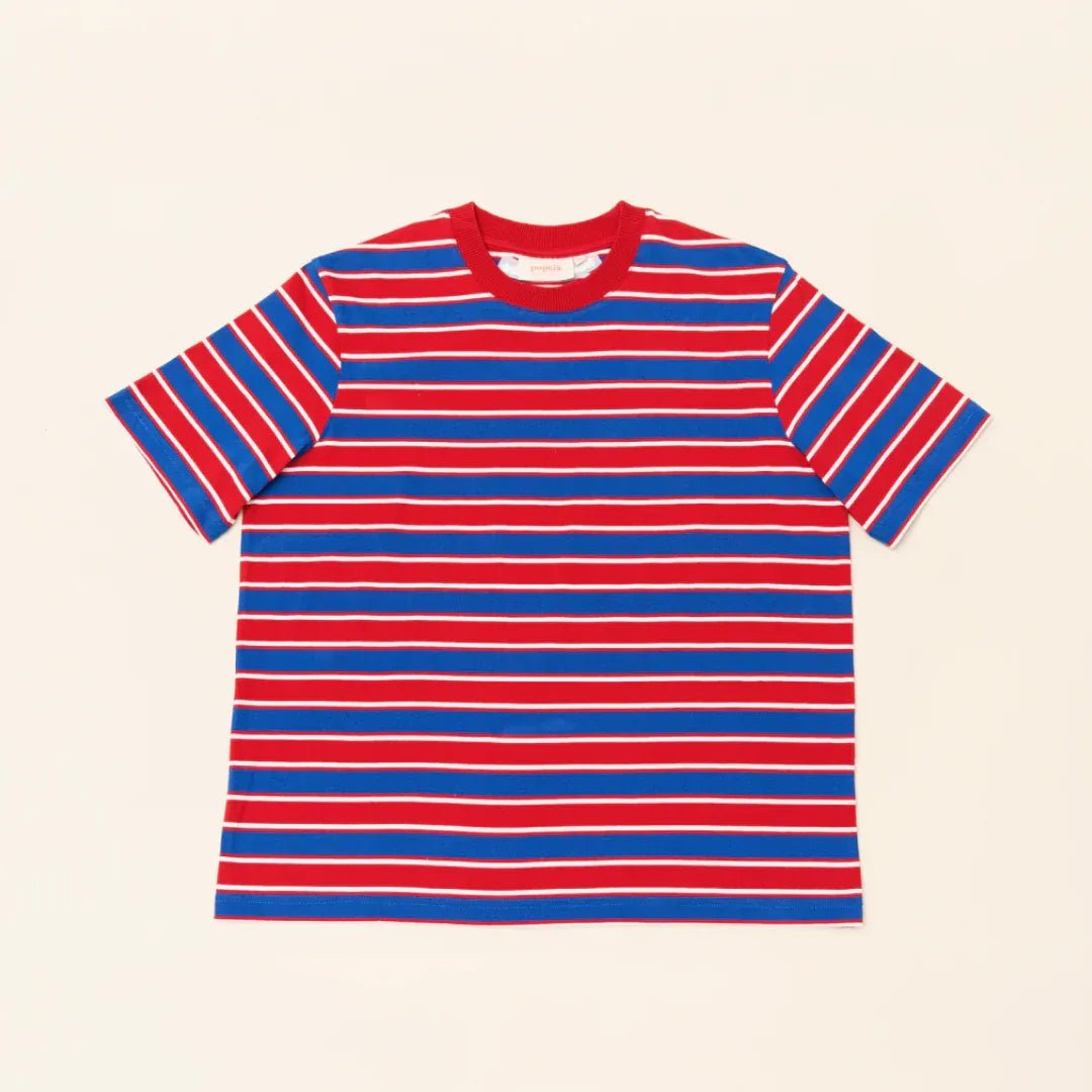 popeia - T-Shirt Gestreift aus Bio - Baumwolle • Rot/Blau - ROSA ECK
