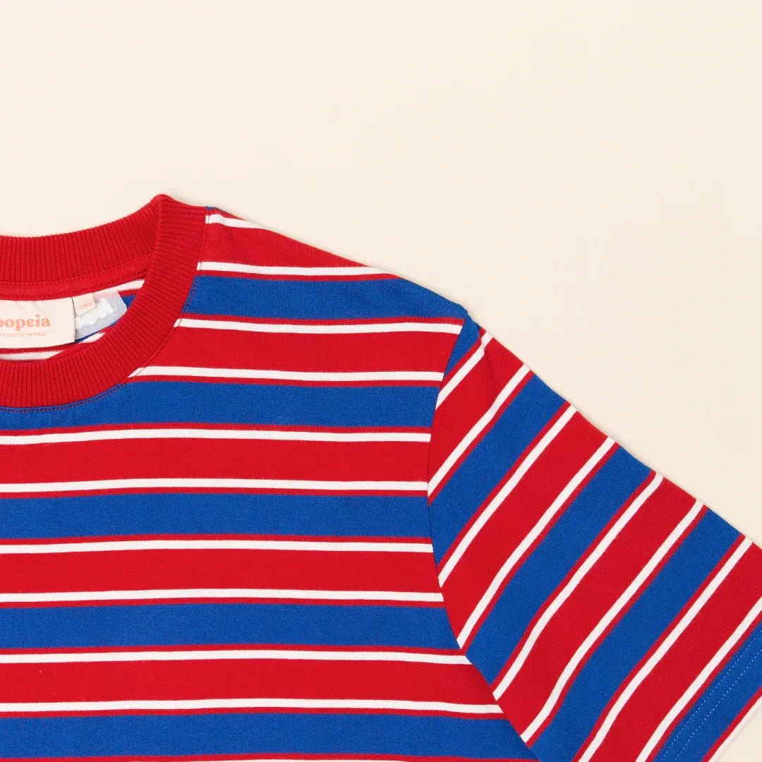 popeia - T-Shirt Gestreift aus Bio - Baumwolle • Rot/Blau - ROSA ECK