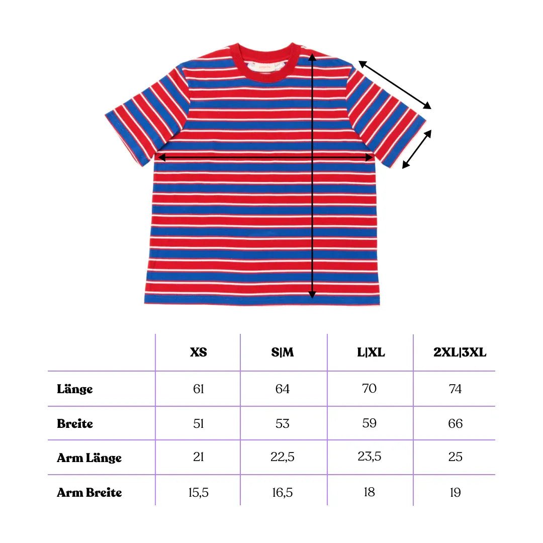 popeia - T-Shirt Gestreift aus Bio - Baumwolle • Rot/Blau - ROSA ECK