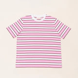 popeia - T-Shirt Gestreift aus Bio - Baumwolle • Weiß/Pink - ROSA ECK