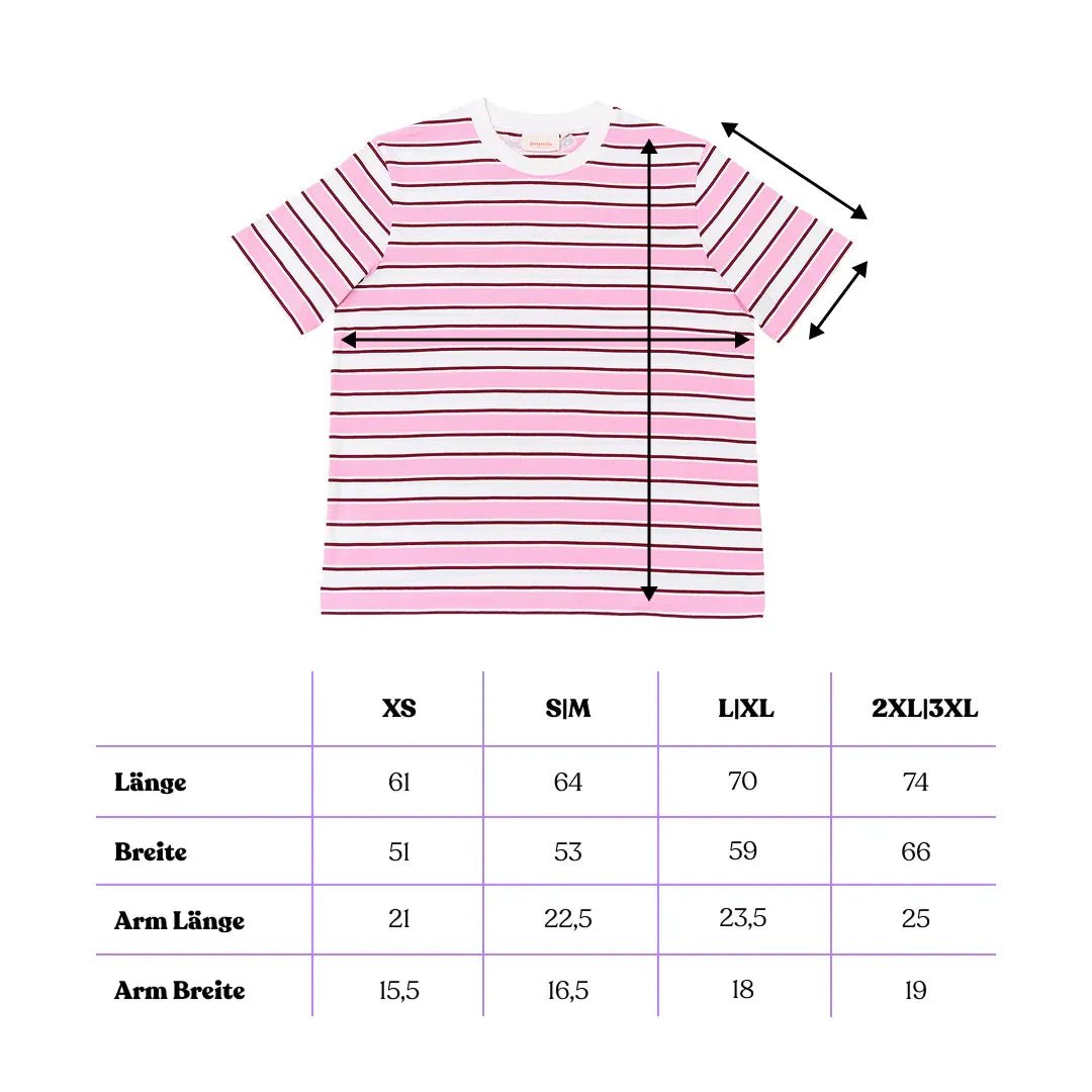 popeia - T-Shirt Gestreift aus Bio - Baumwolle • Weiß/Pink - ROSA ECK