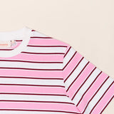 popeia - T-Shirt Gestreift aus Bio - Baumwolle • Weiß/Pink - ROSA ECK