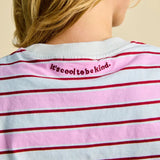 popeia - T-Shirt Gestreift aus Bio - Baumwolle • Weiß/Pink - ROSA ECK