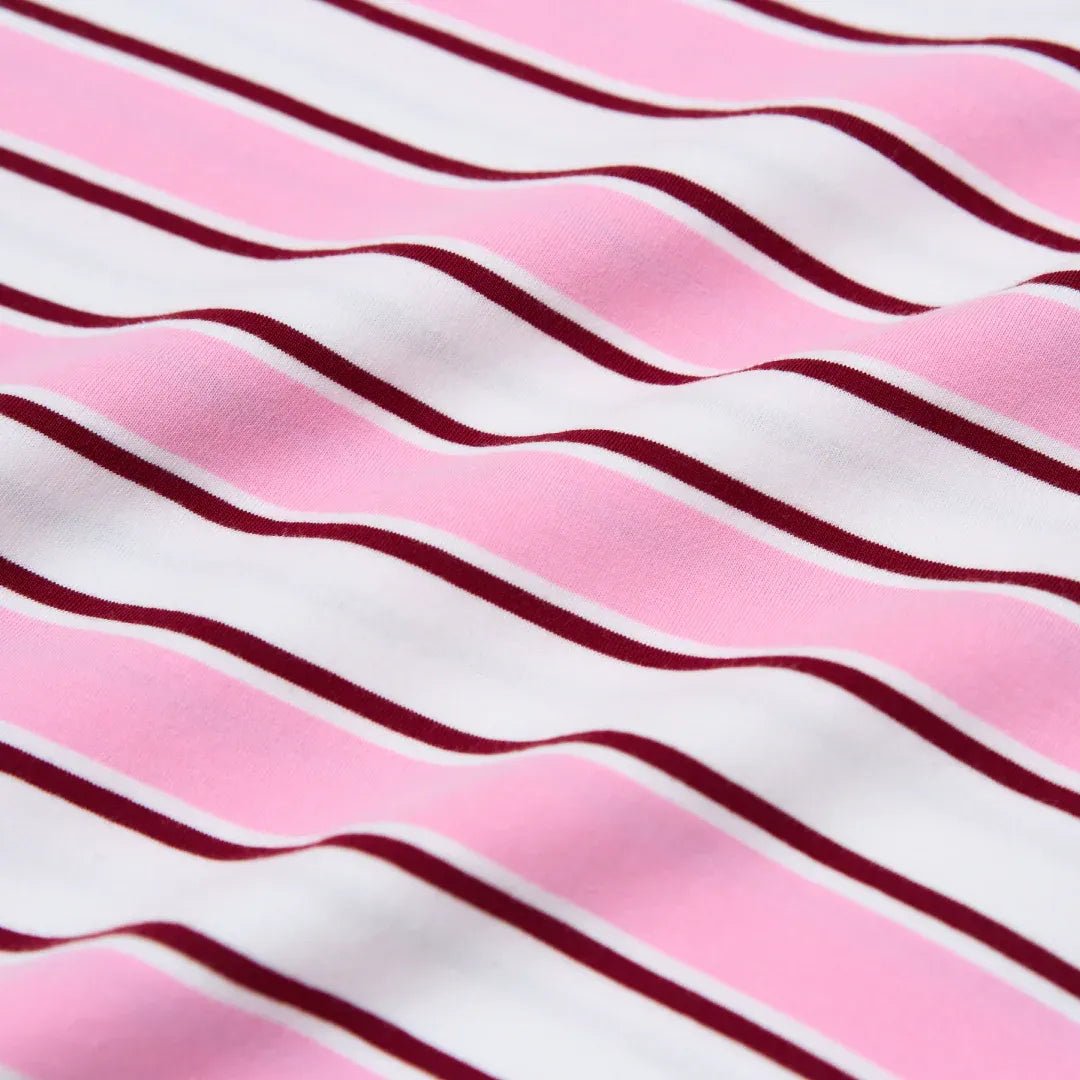 popeia - T-Shirt Gestreift aus Bio - Baumwolle • Weiß/Pink - ROSA ECK