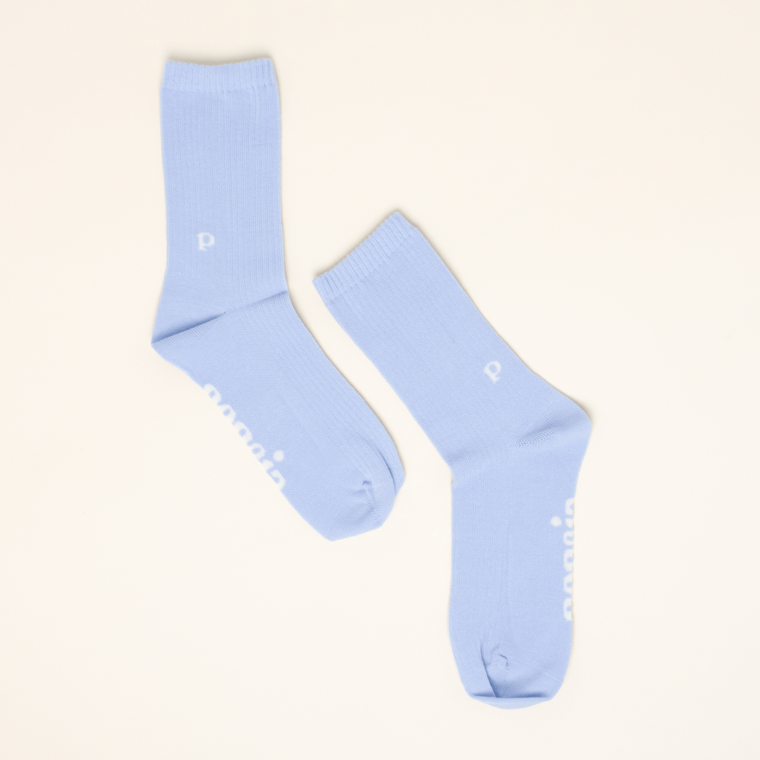 popeia - THE CASUAL Socken aus Bio - Baumwolle | Hellblau - ROSA ECK