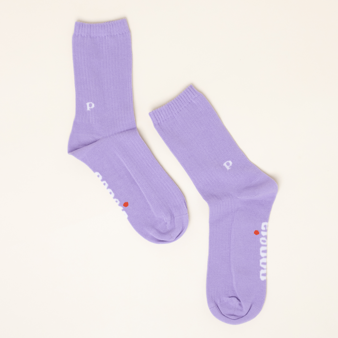 popeia - THE CASUAL Socken aus Bio - Baumwolle | Lila - ROSA ECK