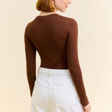 popeia - TIGHT Langarmshirt aus Bio - Baumwolle • Dunkelbraun - ROSA ECK
