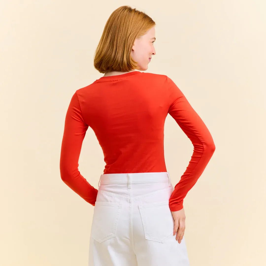 popeia - TIGHT Langarmshirt aus Bio - Baumwolle • Rot - ROSA ECK