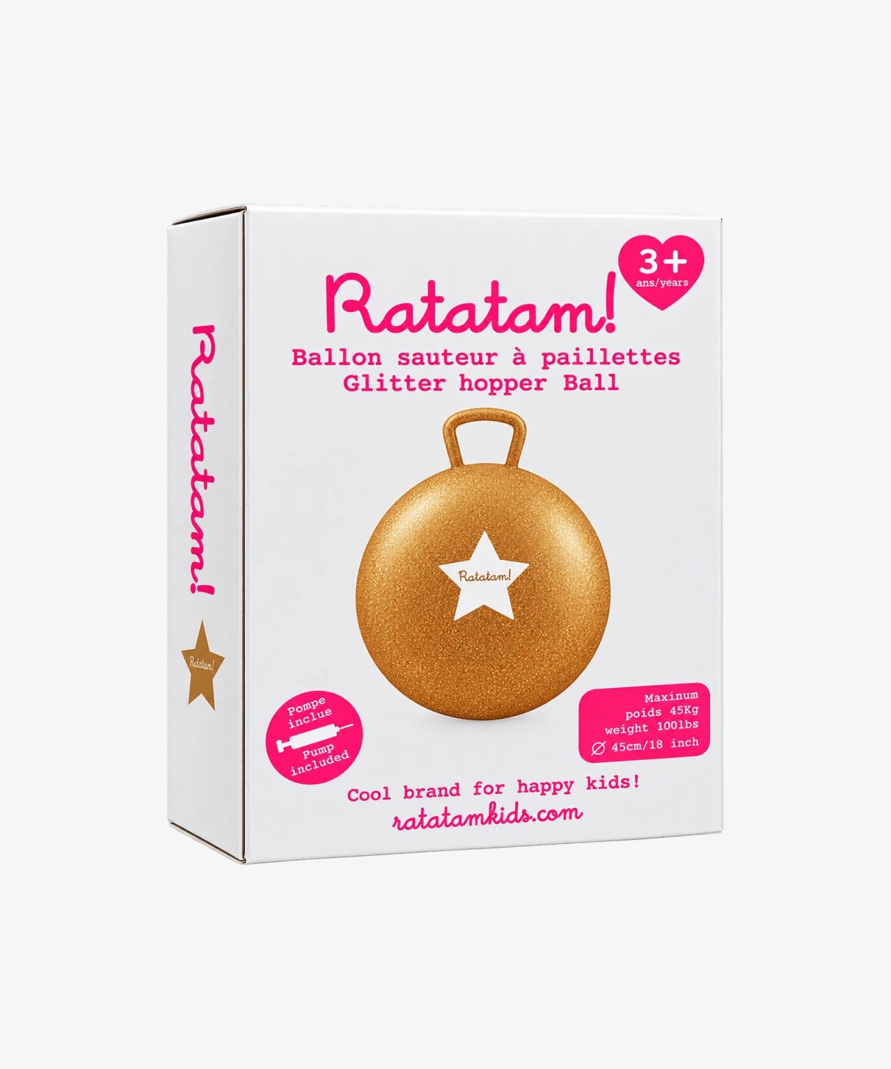 Ratatam - Glitzer-Hüpfball • Rosa - ROSA ECK