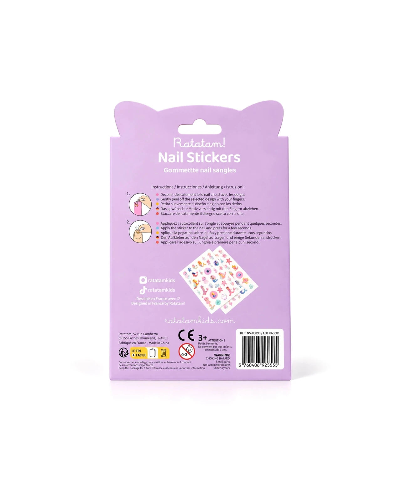 Ratatam - Kinder-Nagelsticker • Meerjungfrau - ROSA ECK