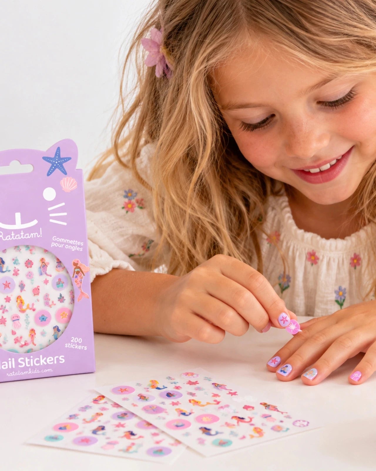Ratatam - Kinder-Nagelsticker • Meerjungfrau - ROSA ECK