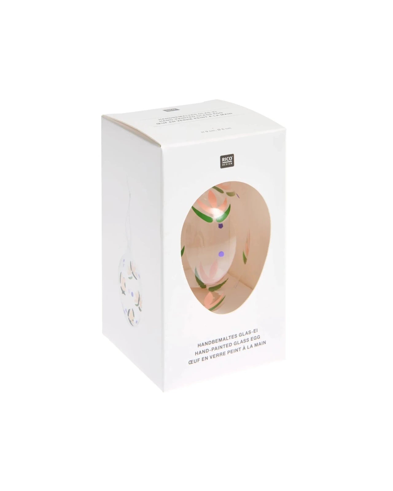 Rico Design - Glas Ei • Blüten handbemalt - ROSA ECK