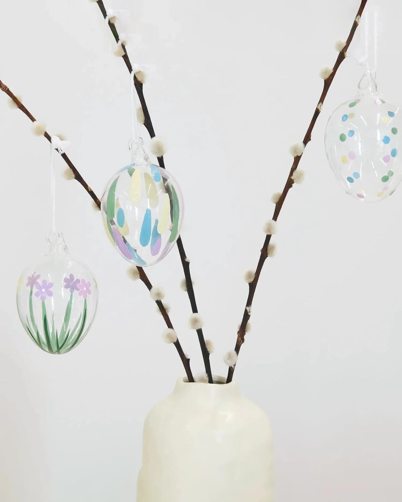 Rico Design - Glas Ei • Punkte bunt - ROSA ECK