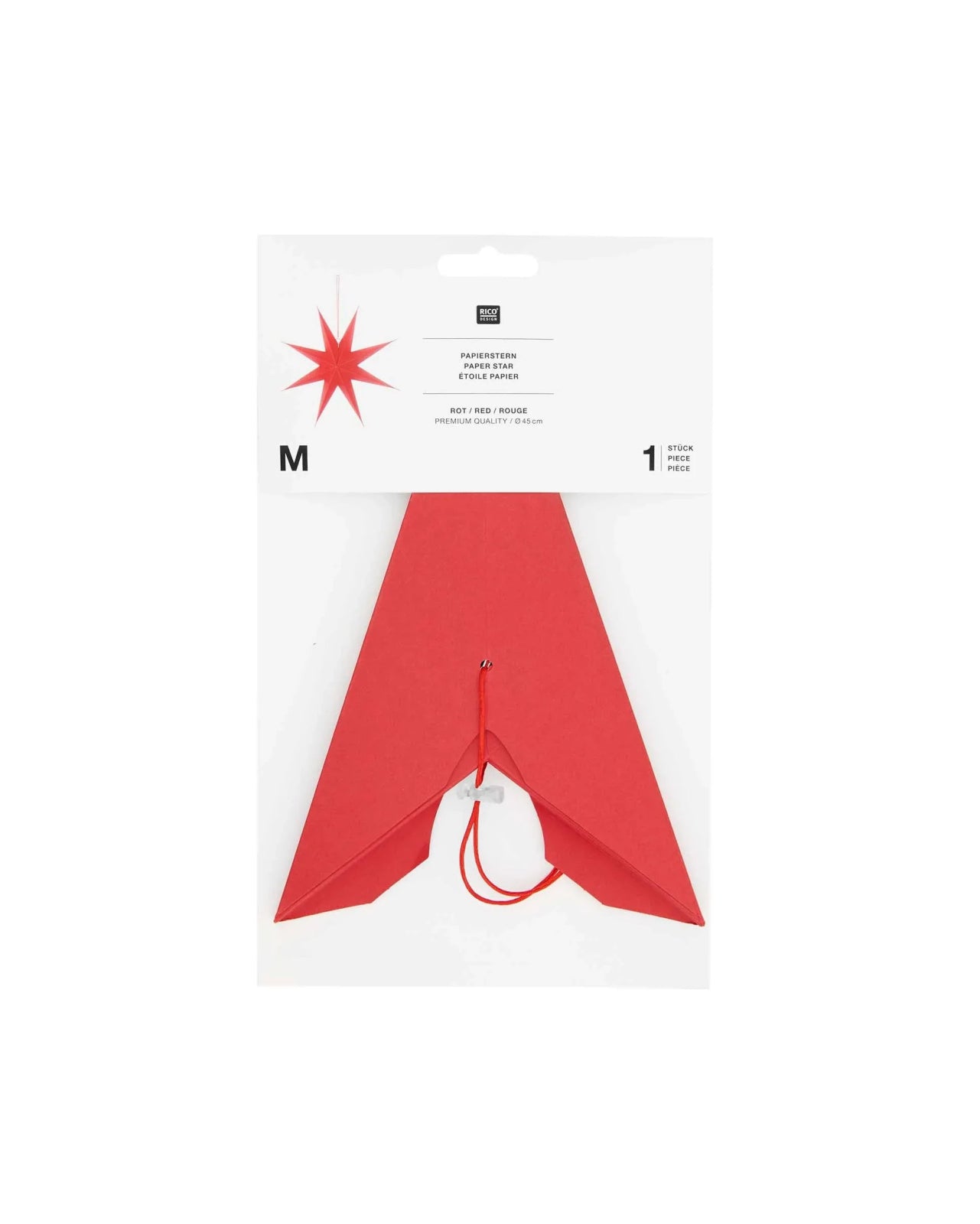 Rico Design - Großer Papierstern Auffaltbar (⌀ 45 cm) • Rot - Papierstern - ROSA ECK