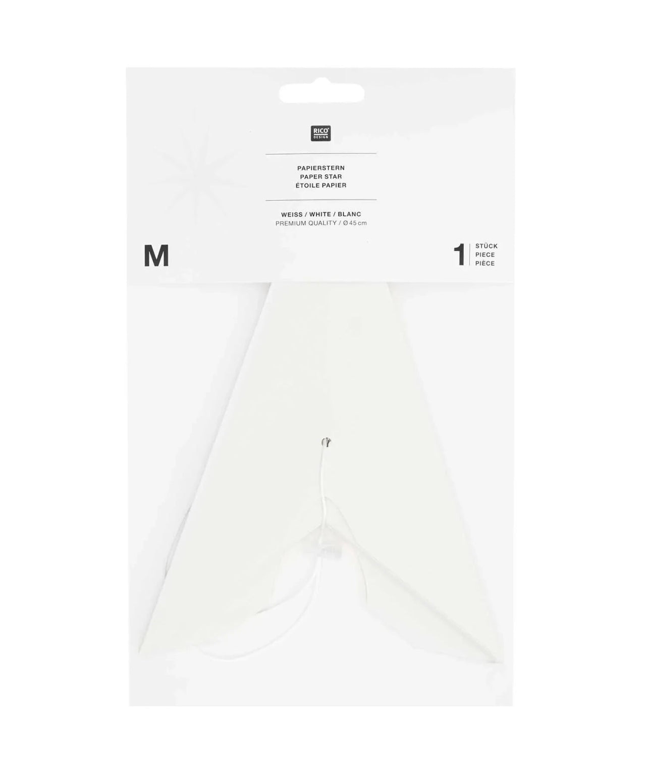 Rico Design - Großer Papierstern Auffaltbar (⌀ 45 cm) • Weiß - Papierstern - ROSA ECK