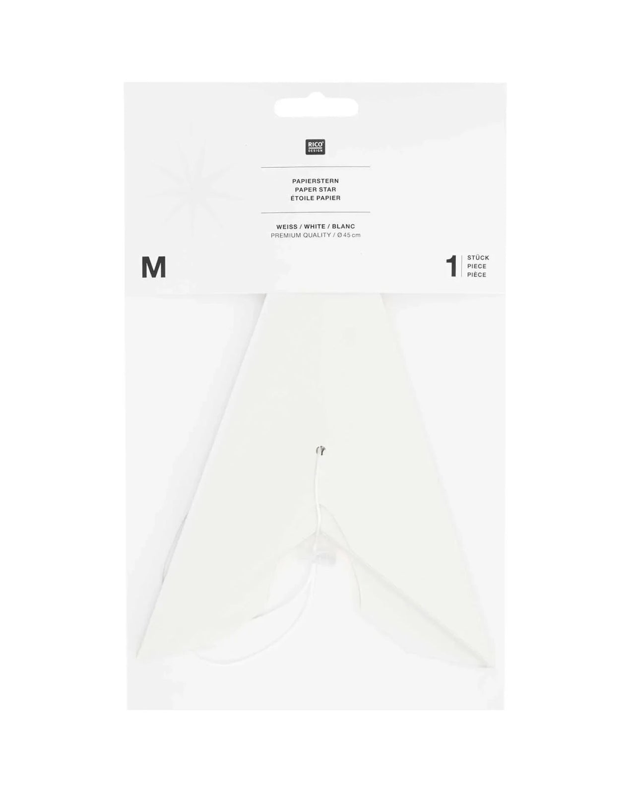 Rico Design - Großer Papierstern Auffaltbar (⌀ 45 cm) • Weiß - Papierstern - ROSA ECK