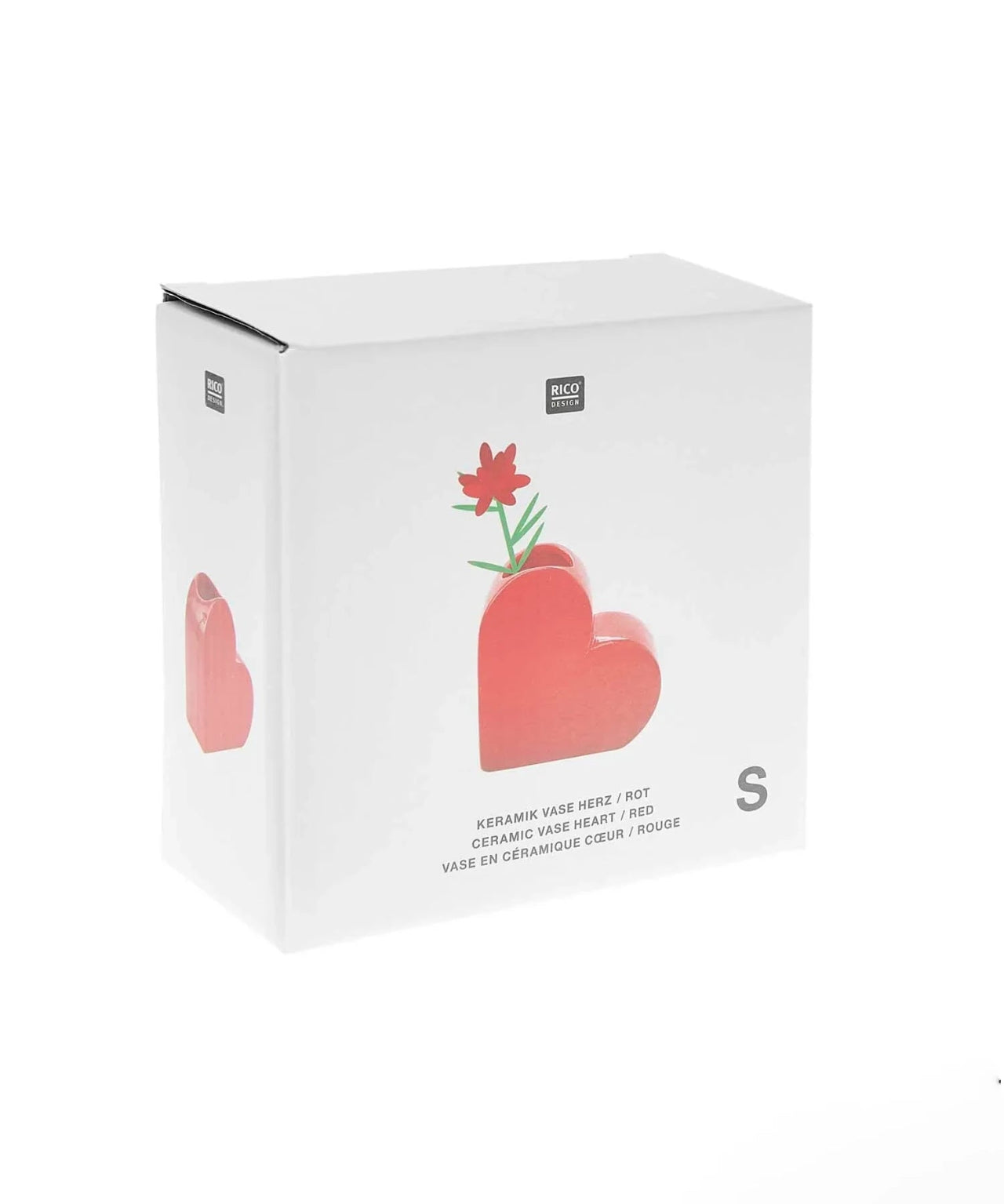 Rico Design - Kleine Keramik - Vase • Herz - Vase - ROSA ECK