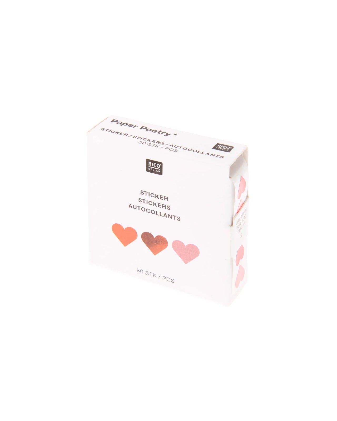 Rico Design - MINI - STICKER HERZEN • Neon/Rot (Rolle, 80 Stück) - Sticker - ROSA ECK