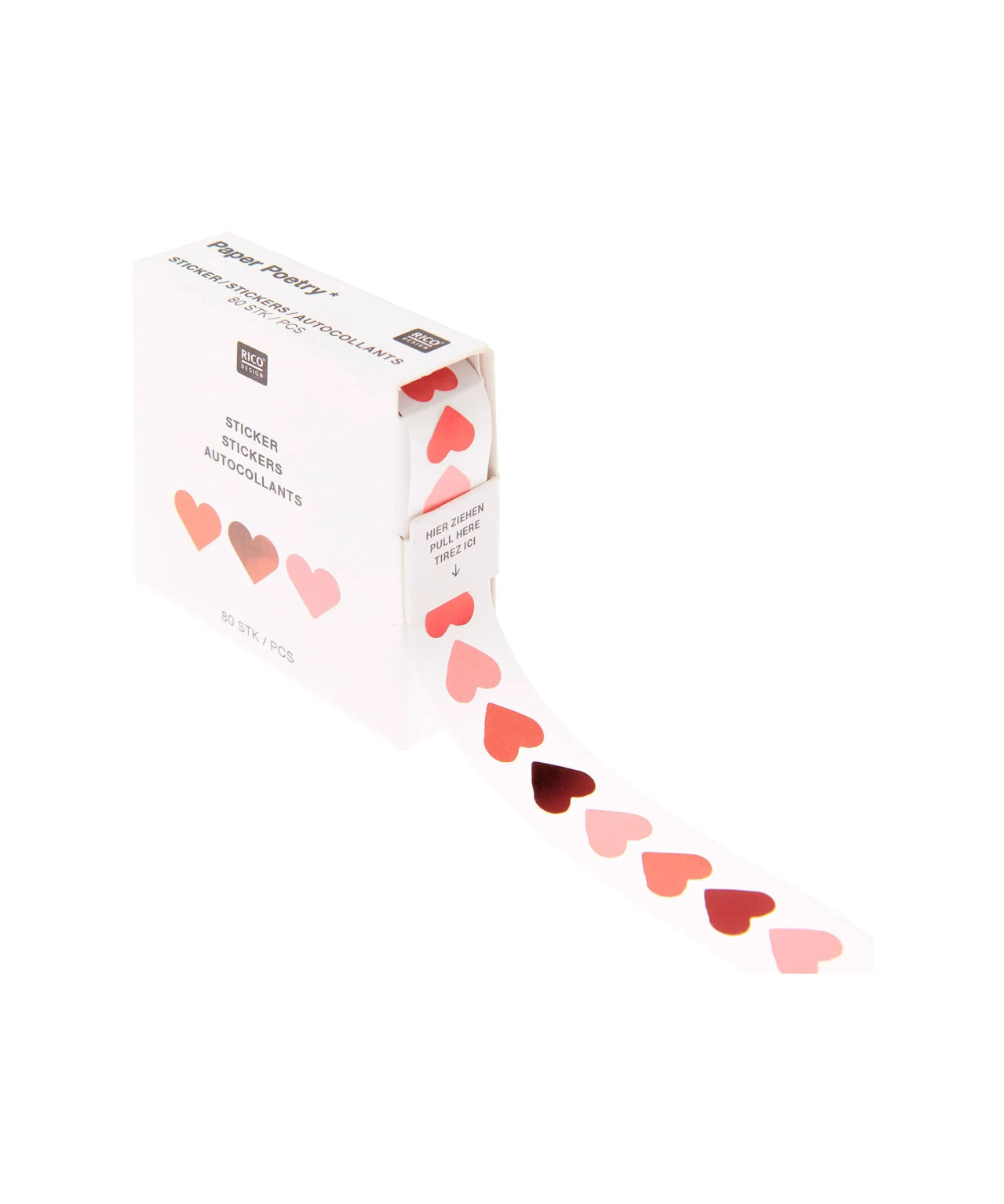 Rico Design - MINI - STICKER HERZEN • Neon/Rot (Rolle, 80 Stück) - Sticker - ROSA ECK