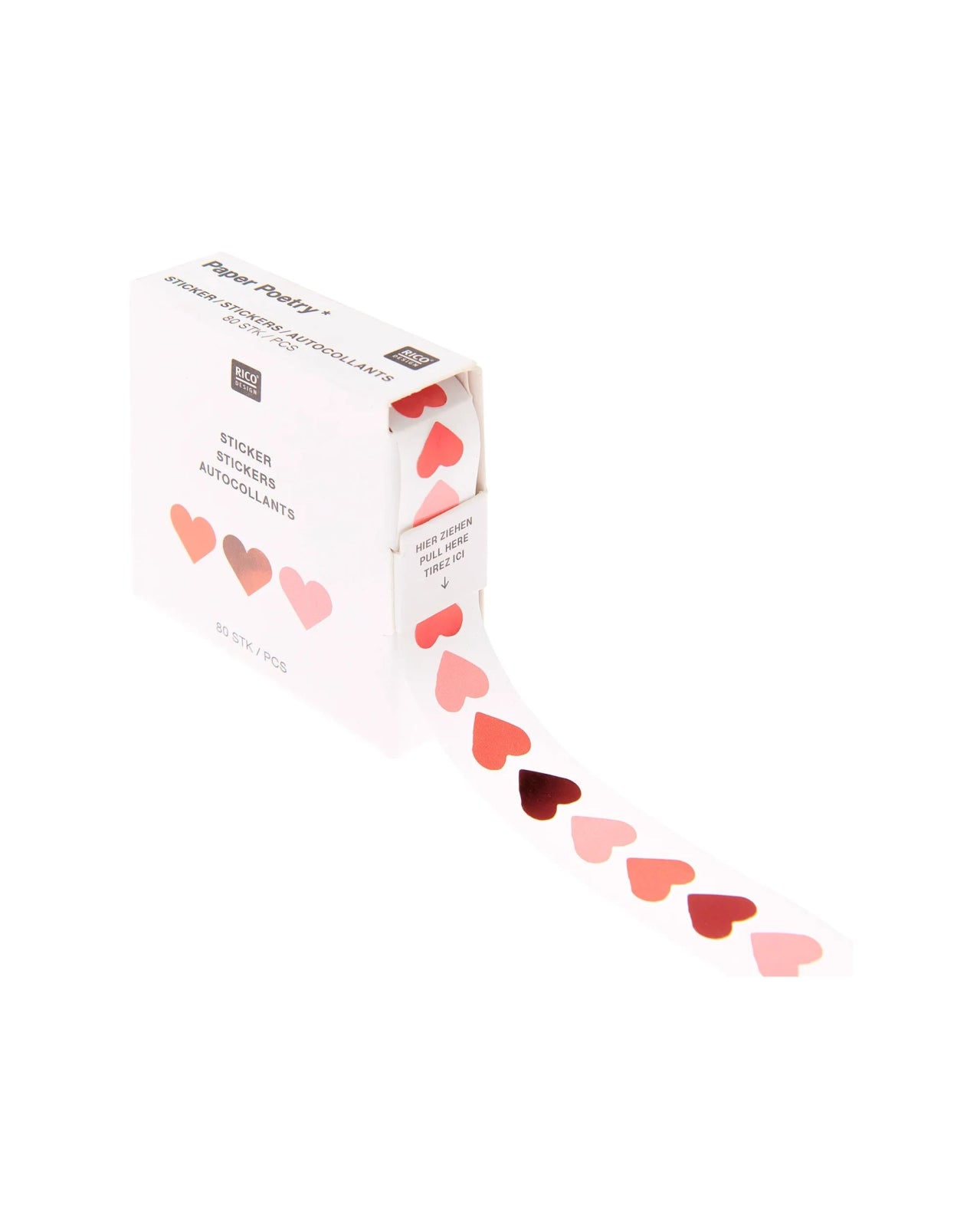 Rico Design - MINI - STICKER HERZEN • Neon/Rot (Rolle, 80 Stück) - Sticker - ROSA ECK
