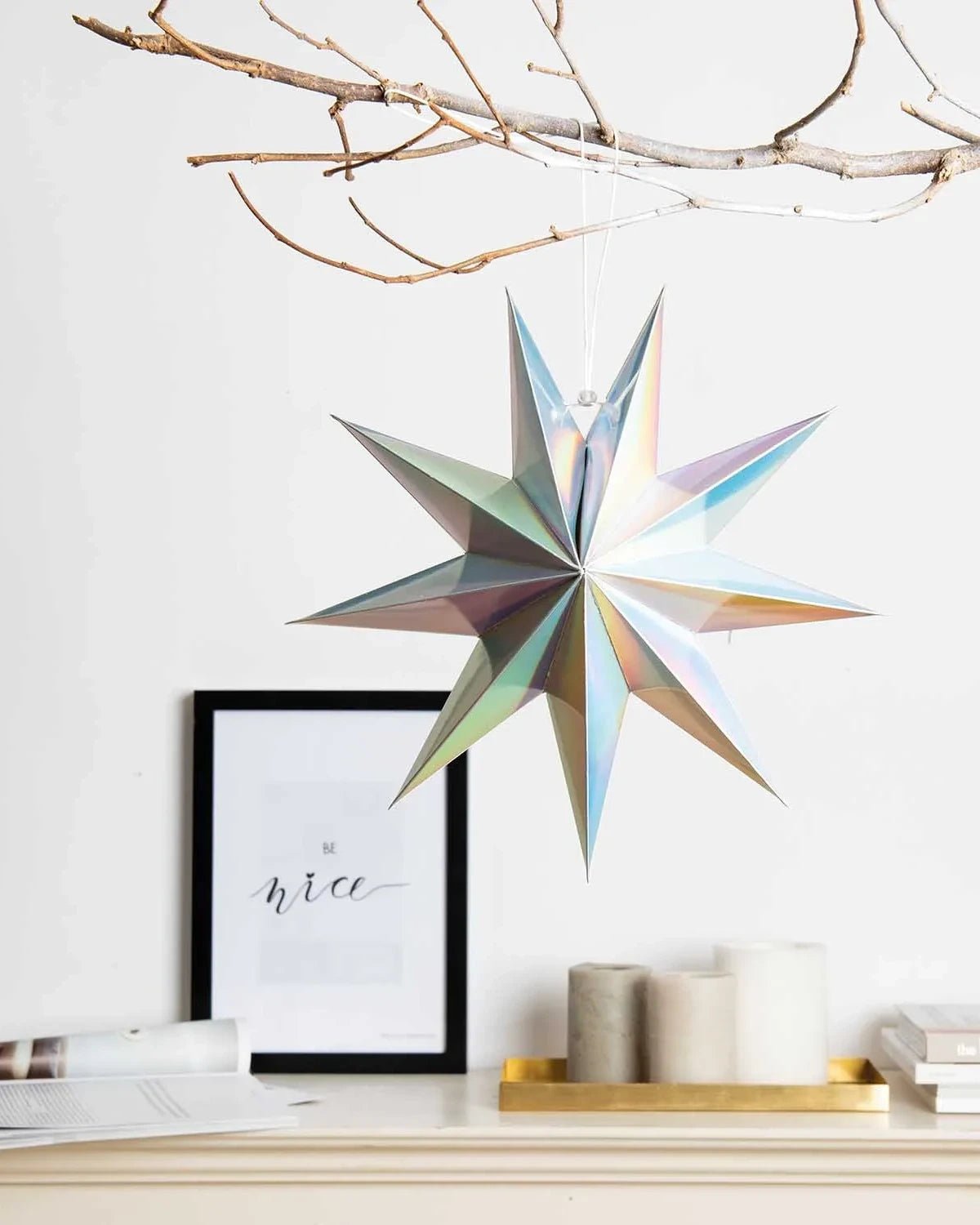 Rico Design - Papierstern Auffaltbar (⌀ 28 cm) • Irisierend - Papierstern - ROSA ECK