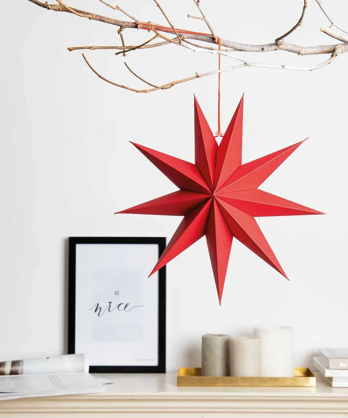 Rico Design - Papierstern Auffaltbar (⌀ 28 cm) • Rot - Papierstern - ROSA ECK