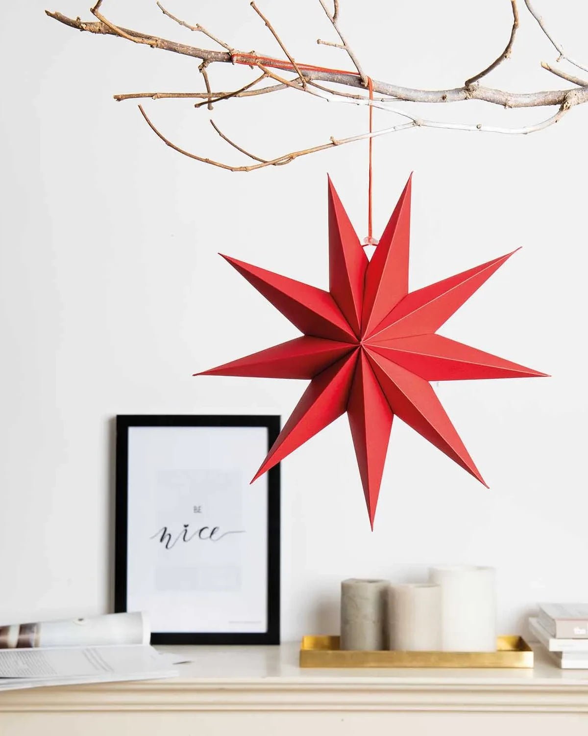 Rico Design - Papierstern Auffaltbar (⌀ 28 cm) • Rot - Papierstern - ROSA ECK