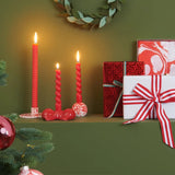 Rico Design - Porzellan Kerzenhalter Kugel • Rot - Weiß Marmoriert - Kerzenständer - ROSA ECK