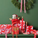 Rico Design - Porzellan Kerzenhalter Kugel • Rot - Weiß Marmoriert - Kerzenständer - ROSA ECK