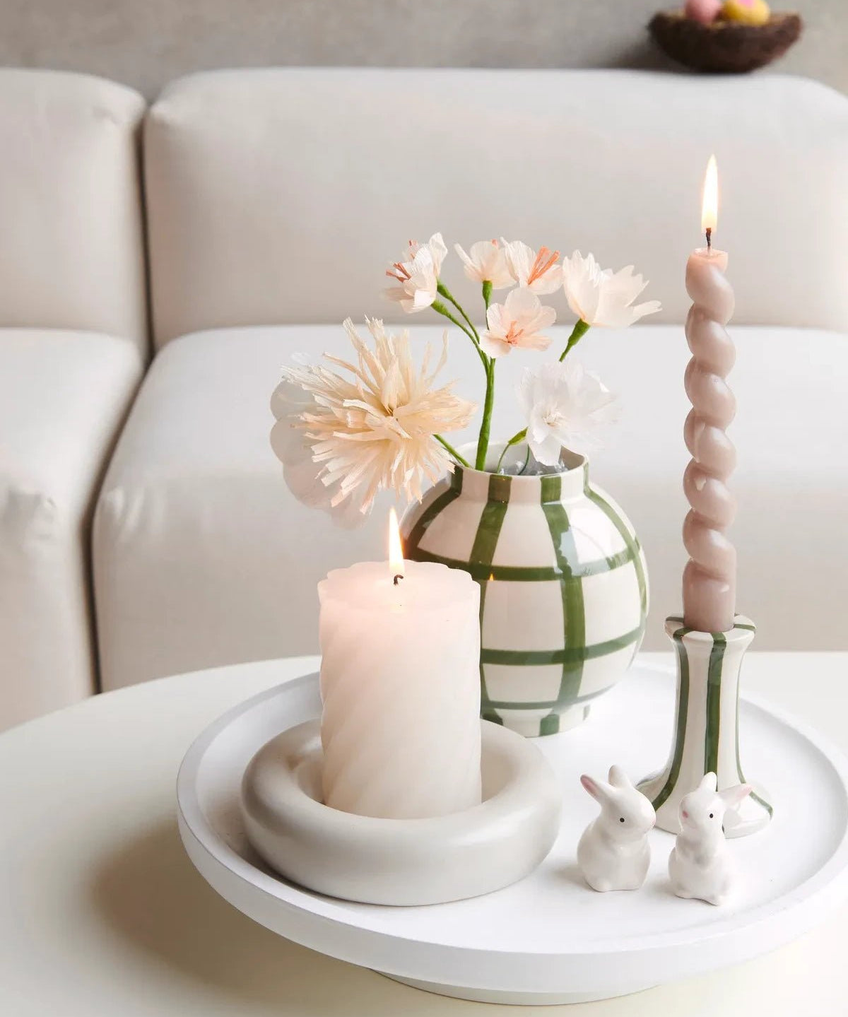 Rico Design - Porzellan Kerzenhalter Ring • Greige - Kerzenständer - ROSA ECK