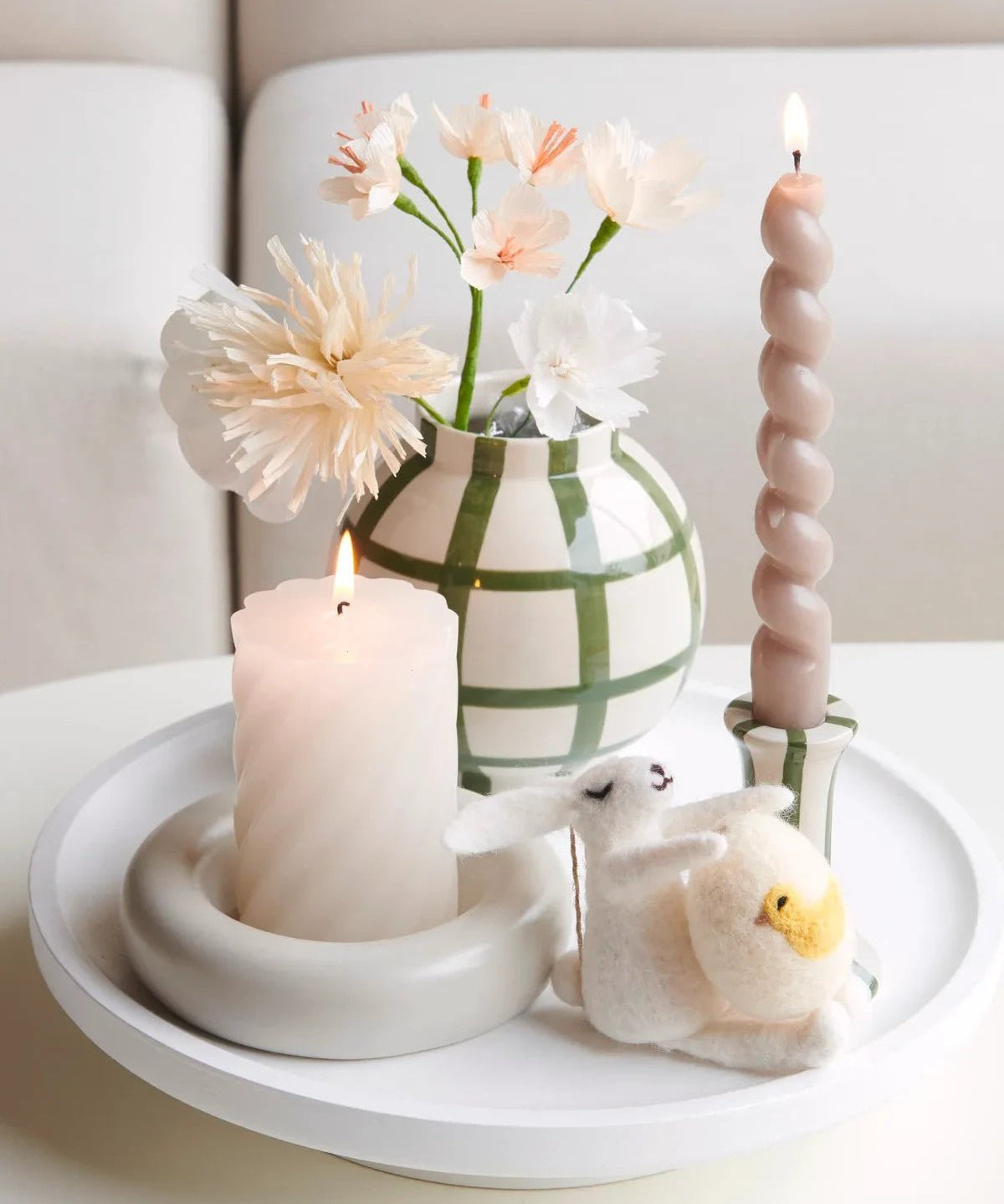 Rico Design - Porzellan Kerzenhalter Ring • Greige - Kerzenständer - ROSA ECK
