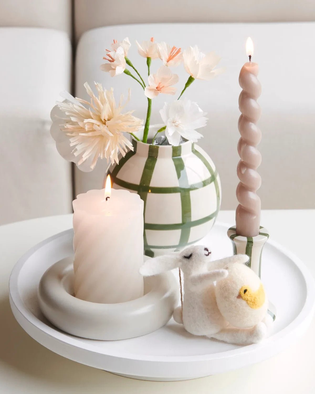 Rico Design - Porzellan Kerzenhalter Ring • Greige - Kerzenständer - ROSA ECK