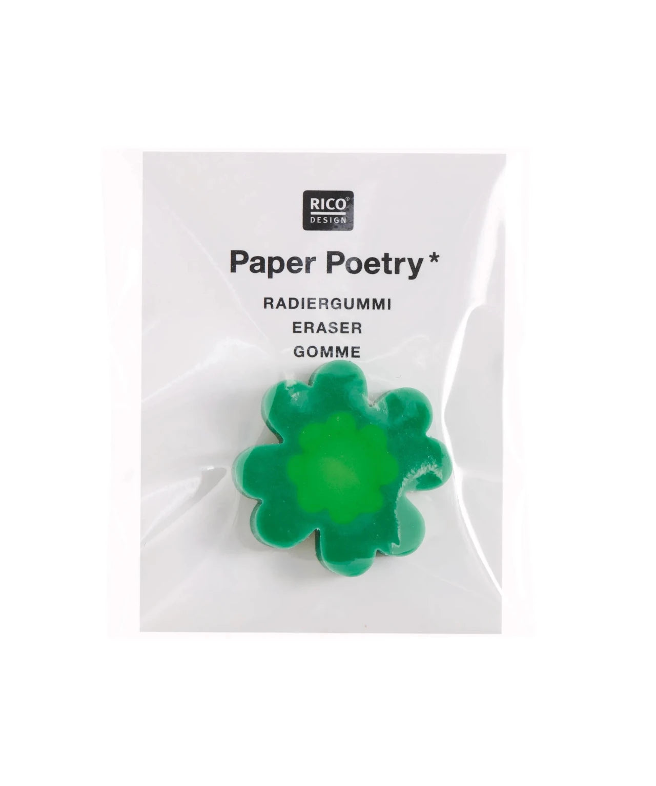 Rico Design - Radiergummi • Kleeblatt Neongrün - ROSA ECK