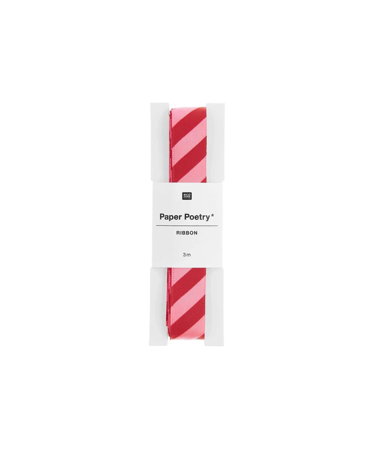 Rico Design - Satinband Streifen (16 mm x 3 m) • Neon Pink/Rot - ROSA ECK