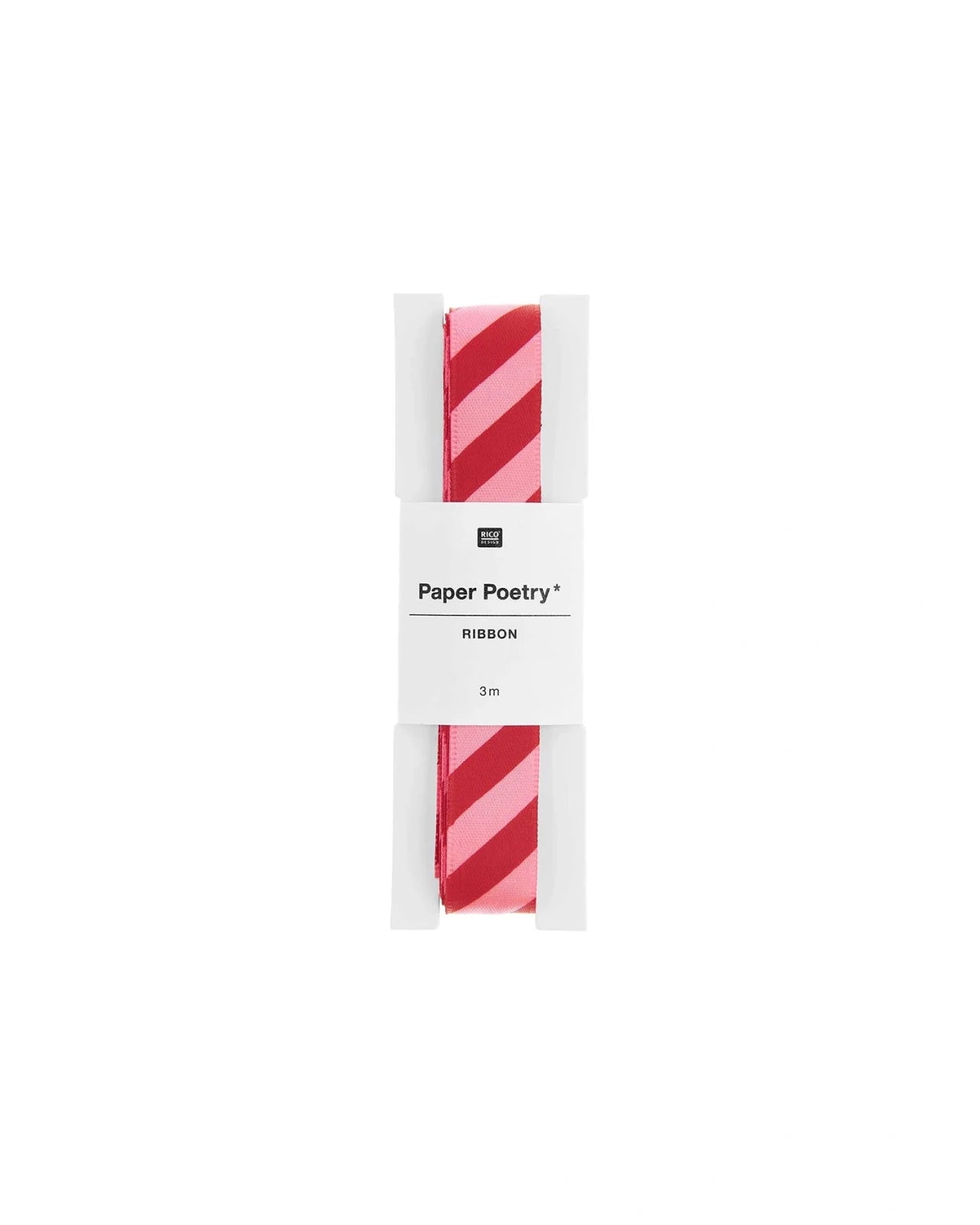 Rico Design - Satinband Streifen (16 mm x 3 m) • Neon Pink/Rot - ROSA ECK